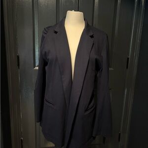 Blue Blazer with Notched Lapels and Relaxed Fit